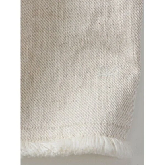 45R by 45RPM Japanese Cotton Linen Denim Frayed Hem Oversized Top in Beige